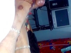 indian wife footjob with toerings and anklets