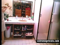 My Bathroom spycam caught sexy milf Julia