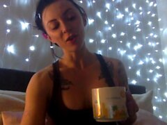 Cute curly brunette solo webcam masturbation