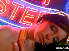 Dom Divas RubberDoll & Kendra James Dildo Fuck Under Neons!