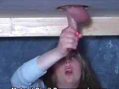 Teen Oral And Handjob Over Gloryhole Facial