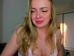 Hot blonde milf in solo masturbation show