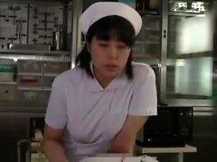 Busty Japan milf sauna lady in uniform handjob lesson