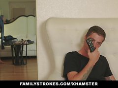 FamilyStrokes - Milf Catches Step-Siblings Fucking