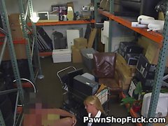 Hot Blonde MILF Sucking Dick For Cash In Back Of Pawn Shop