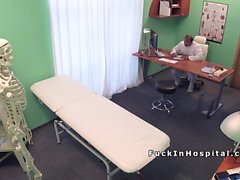 Natural busty patient bangs doctor in office