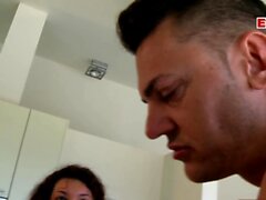 French milf babe get fucked on the chair and swallow cum