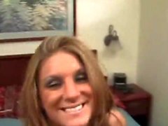 Slutty blonde milf wifey gives a pov blowjob