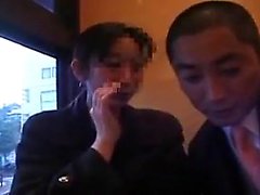 Elegant Asian lady gets picked up and fucked by a pair of h