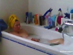 mom masturbates in bath