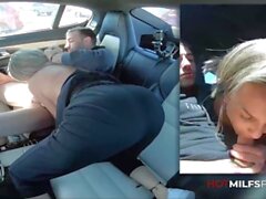 'Hot Busty Milf Karla Fucked In SUV Then Goes For a Two Cock Threesome Squirting In Rough First Time Porn'