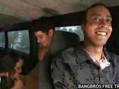 Milf pornstar Lisa Ann sucking cock in the van