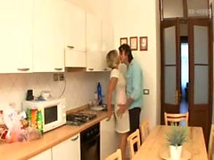 Blond Milf Hard Sex From Young Guy In Kitchen