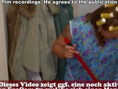German cleaning Lady milf seduces guy for missionary